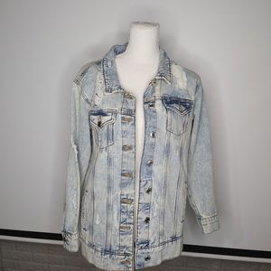 SO WOMEN DISTRESSED JEANS JACKET S; M
